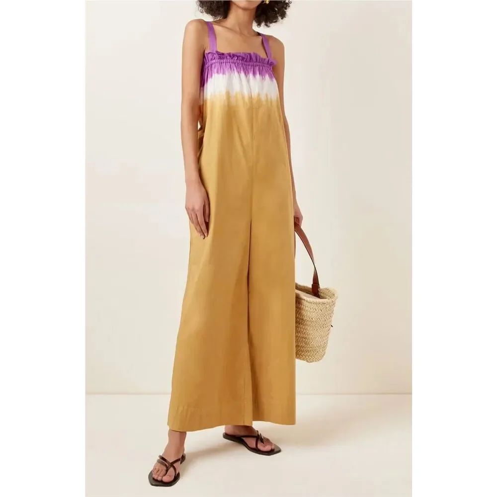 SEA NEW YORK Zelda Dip Dye Purple & Gold Wide Leg Jumpsuit Retail $285